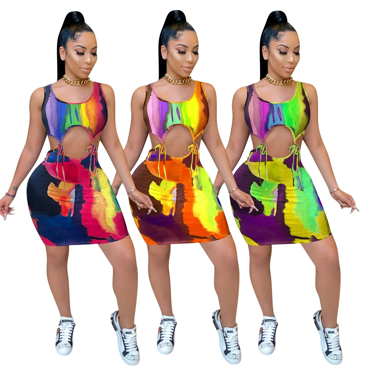 

AI97-224 Sexy Bandage 2021 New Arrivals Vestidos de fiestas Women Bodycon Dresses Lady Casual Dress