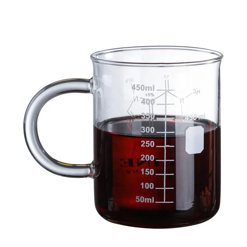 

coffee Wholesale 450ml Reusable High Borosilicate Glass Measuring Glass With Handle For Family