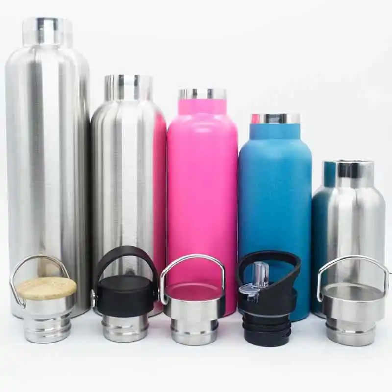 

350/500/ 600/750/1000ml double wall stainless steel metal sport water bottle with lid, Customized color acceptable