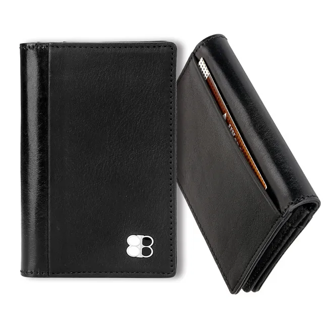 

Popular high quality slim minimalist wallet passport wallet travel leather card holder, Black