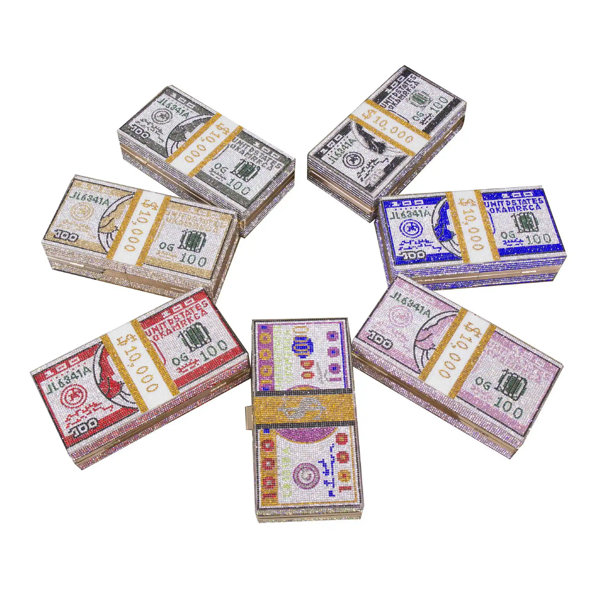 

2021 money bag dollar purses money wallets woman handbag lady rhinestone bling purse evening bags B-0629
