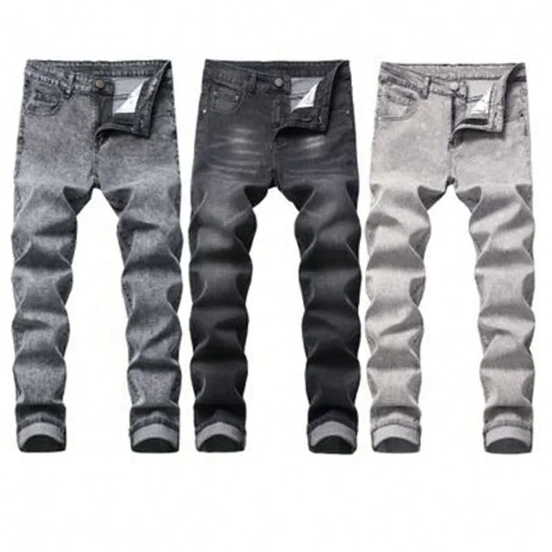 

Voogue Men's slim stretch simple denim pants Pure color new arrivals jeans, Customized color