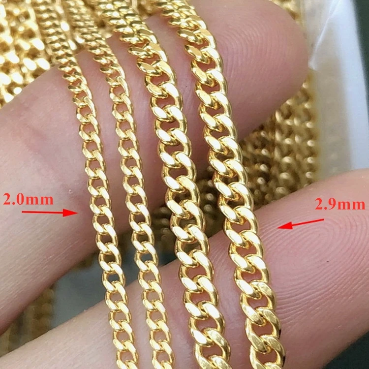 Real Gold Filled 2.9mm Cuban Chain for women Jewelry Making Necklaces