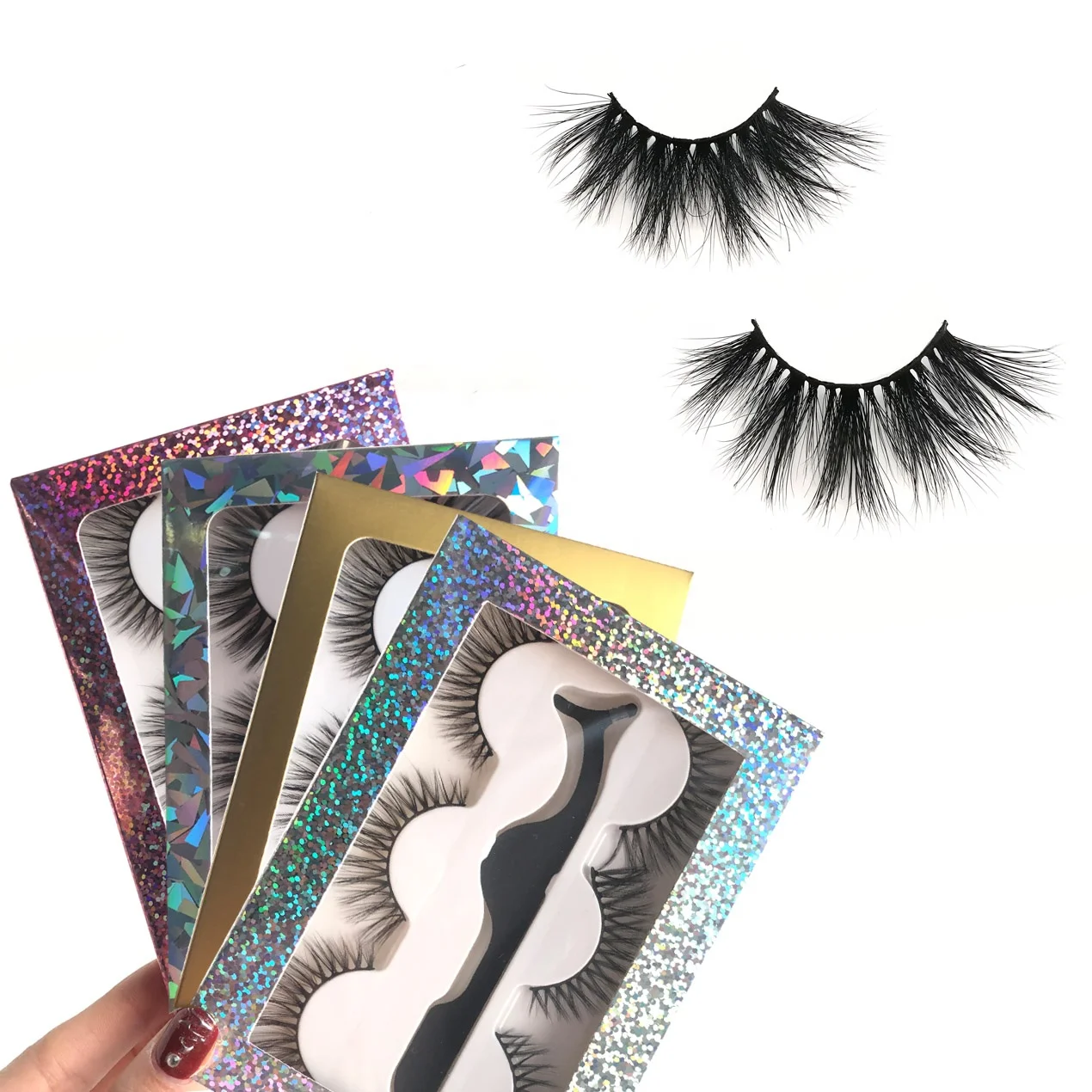 

Russian Double 3D Silk Faux Mink Fake Premium Synthetic False Eyelashes Wholesale Natural Volume Eye Lashes Manufacturer eyelash, Black