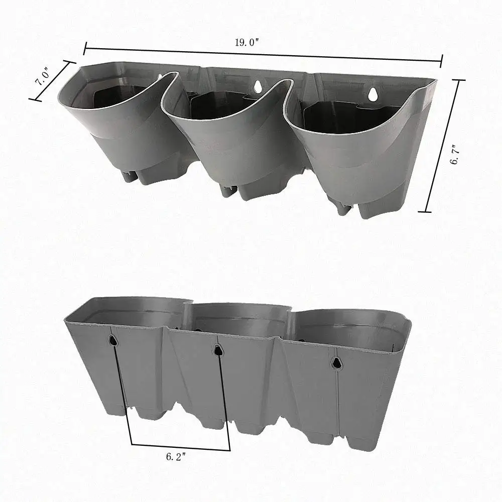 

Green hot wholesale 3 pots wall mount vertical garden planter pots
