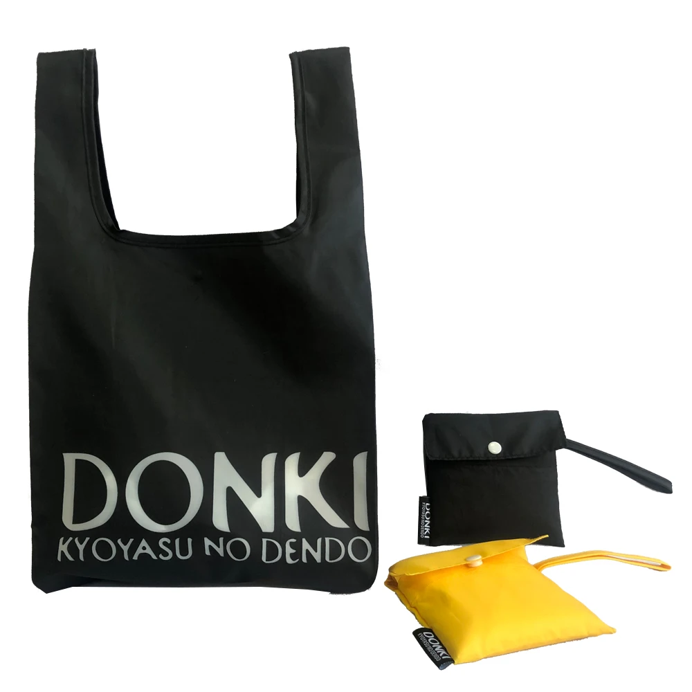 

custom black durable portable grocery bag eco friendly nylon foldable reusable shopping bag