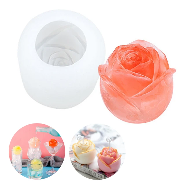 

wholesale DIY ice block making flower mousse cake mold rose silicone candle moulds, As show