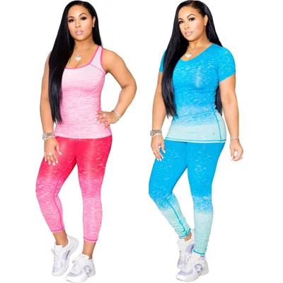

2020 Sexy Gradient Color Tie Dye Print Long Jumpsuit Women Suitable Bodycon Two Piece Fashion Jumpsuits, White or as your custom