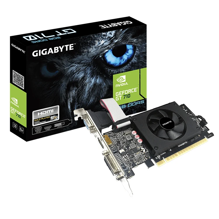 

GIGABYTE NVIDIA GeForce GT 710 2G Integrated with 2GB GDDR5 64bit Memory Interface Graphics Card (GV-N710D5-2GIL)