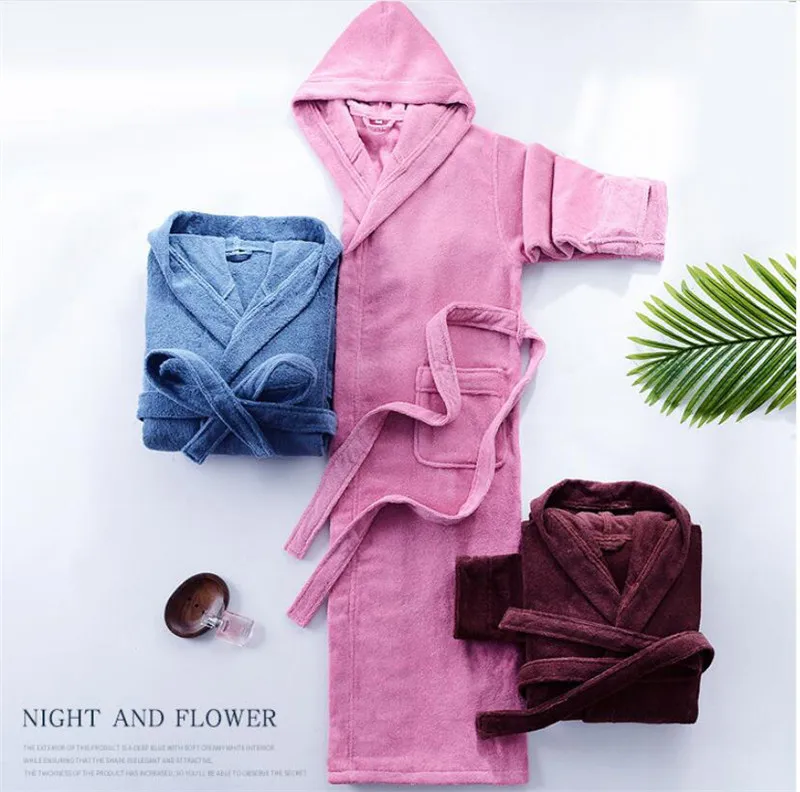 Premium Super Soft Cotton Hotel Bathrobe Combed Terry Cotton Bath Robe Sleepwear Adult Hooded Bathrobe With Hood