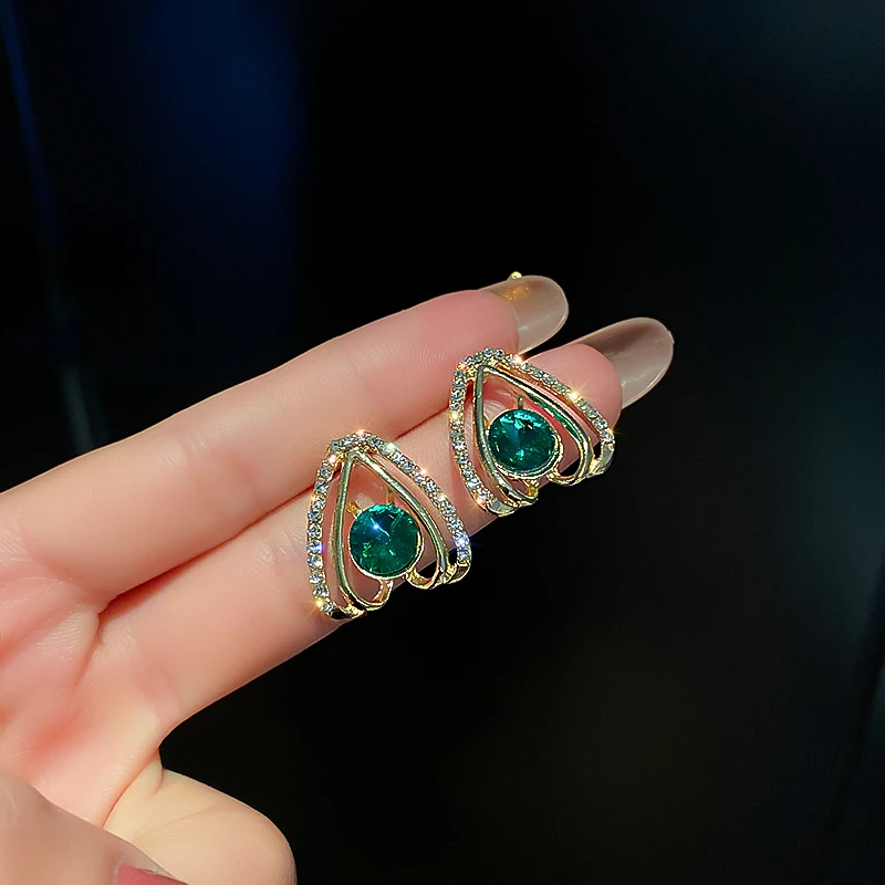 

trendy fashion crystal green earrings jewlery