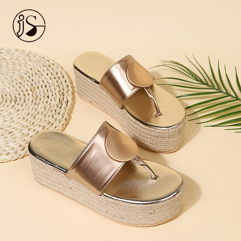 

2021 new thick-soled ladies sandals designer fashion flip flops non-slip seaside beach women's slippers, Requirement