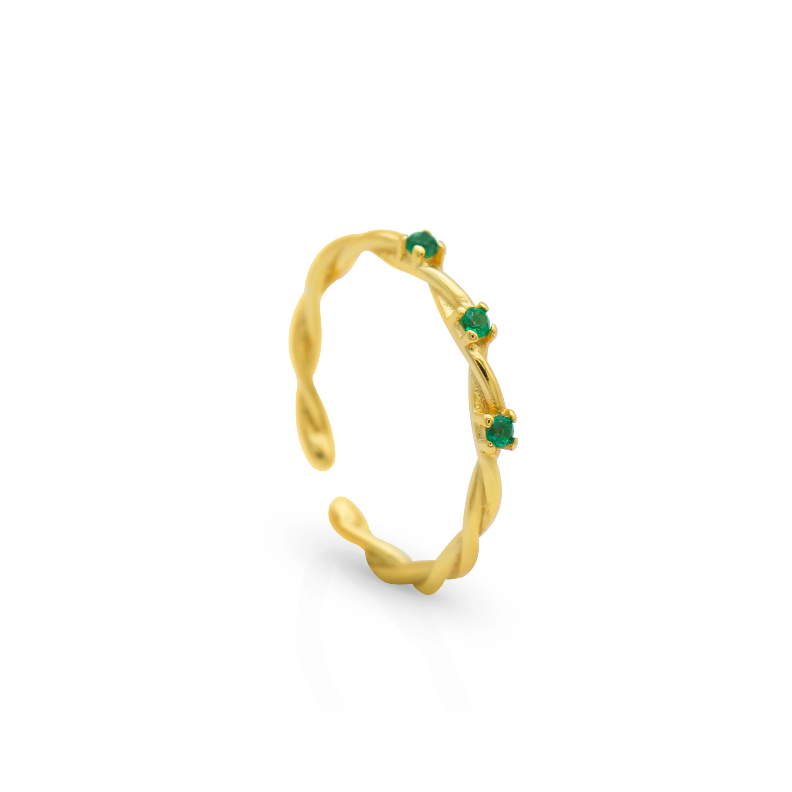 

Chris April in stock 925 sterling silver Minimalist fashion adjustable three stone finger rings