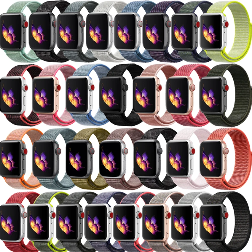 

Nylon Sport Smart Watch Strap Replacement 38mm 40mm 42mm 44mm Silicone Rubber Watch Bands Stainless Steel Metal Straps