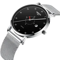 

NIBOSI 2360 Mens Watches Top Brand Luxury Fashion Watch Slim Mesh Date Waterproof Quartz Watch For Men Black Clock