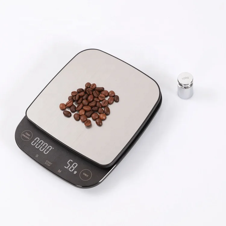 

LCD Digital Kitchen Stainless Steel Tool Household Timer Coffee Scale, Silver