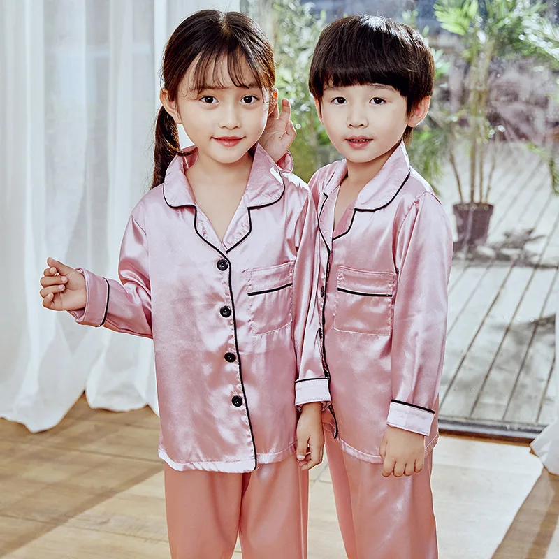 
Factory customized plain girl kids satin silk sleepwear pajamas shorts set sleepwear clothes kids pajama 