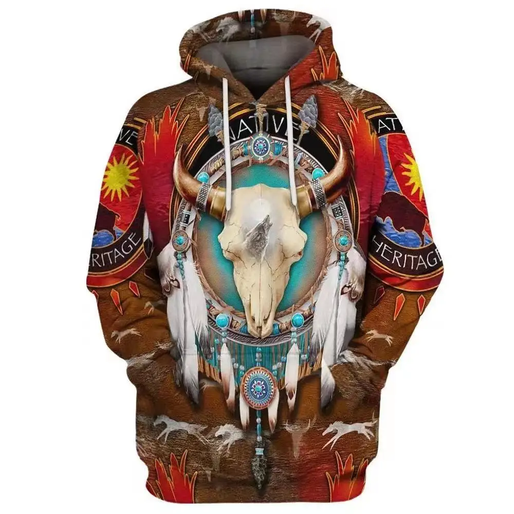 

2021 3D Print Hooded Sweater Native Sweatshirt Jacket Pullover Top Pull Over Aztec Style Hoodies, 17 colors
