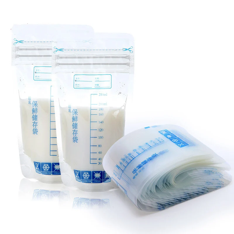 

Wholesale 30 Pieces 250ml BPA Free Custom Logo Breast Milk Storage Bags, Transparent