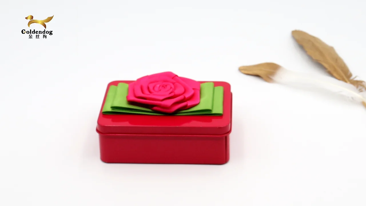 Handmade 7cm Diameter Satin Ribbon Rose Flower With Leaves For Gift Box