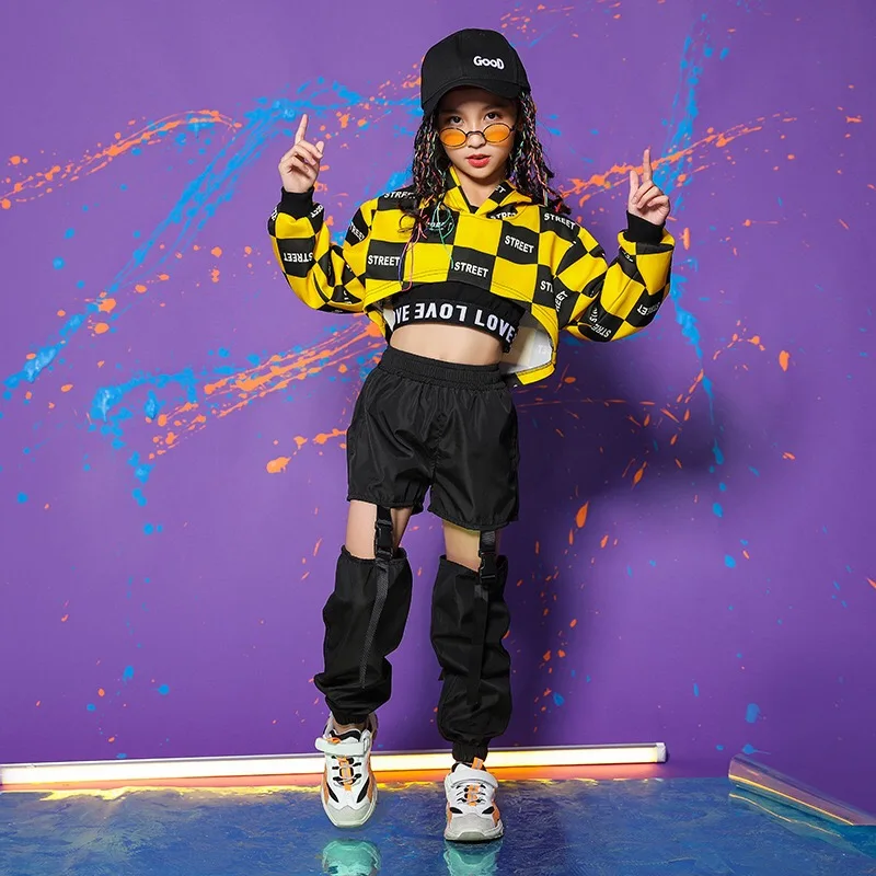 

stylish hip hop street dance letter top and hollow out pants teenage toddler girls' 3 pieces clothing sets, Picture