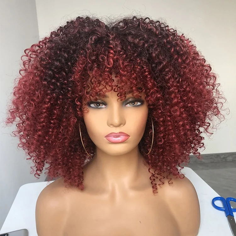 

Wholesale high quality wigs Customizable colors afro kinky curly wig short synthetic fiber hair wigs for black women, Customize all colors