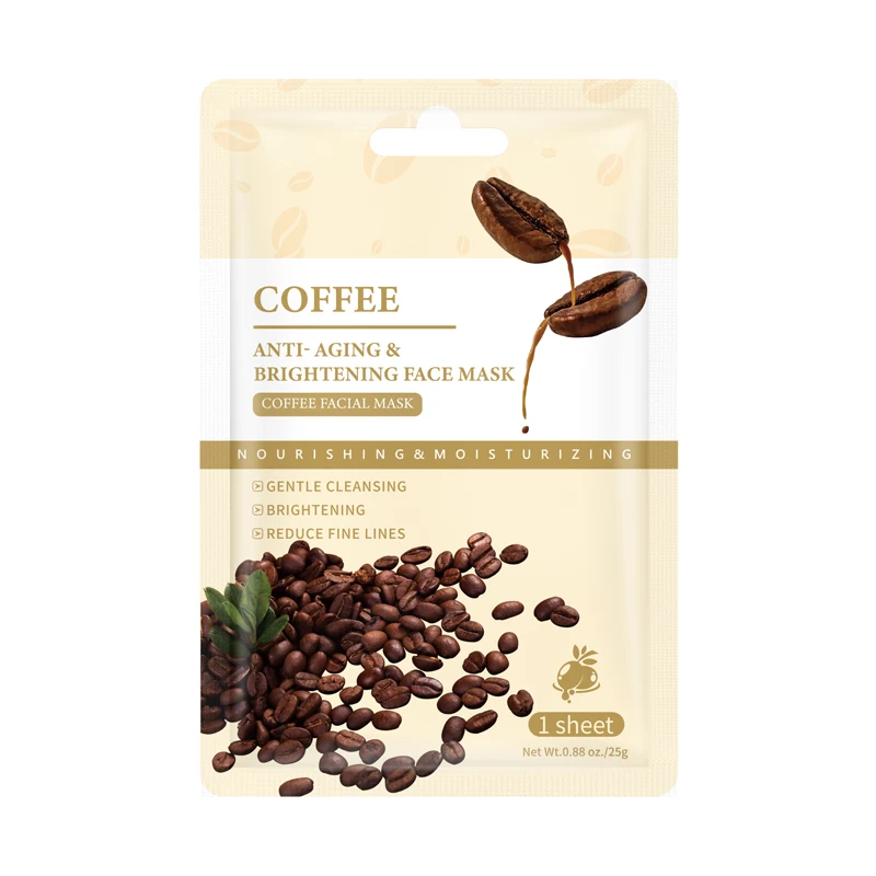 

Wholesale Face Care Smoothing Brightening Hydrating Organic Coffee Beauty Facial Sheet Mask