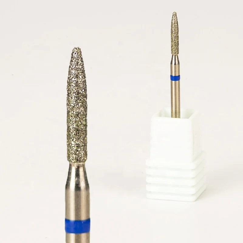 3/32" Safety Bud Drop Rotary Burrs Wholesale 2*11mm Long Flame Efile Manicure Russian Diamond Cuticle Nail Drill Bits