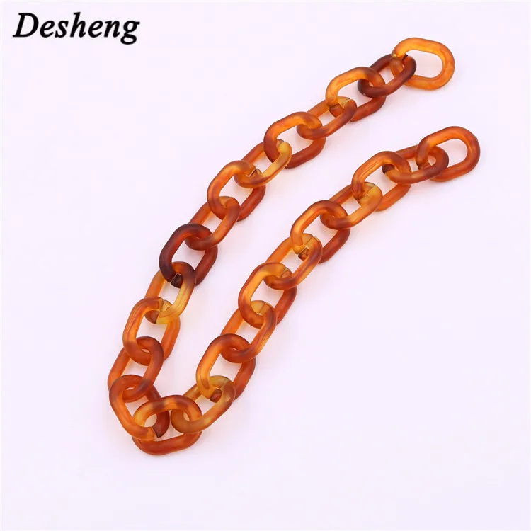 

Guangzhou diy women oval tortoise resin chain bags acrylic link purse strap accessories amber chains, Multicolor