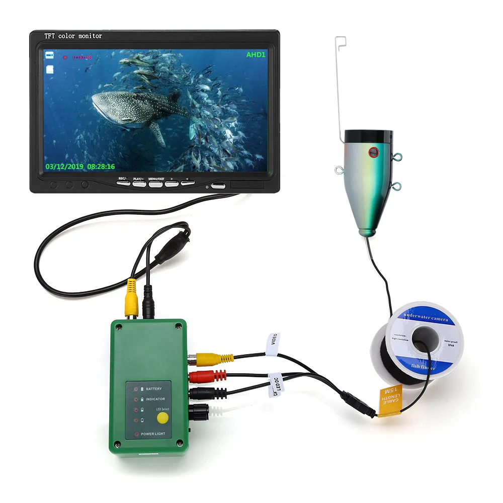 
7inch 15M AHD 1080P Fish Finder Underwater Fishing Camera with 15pcs White LEDs+15pcs Infrared Lamp For Ice Fishing 