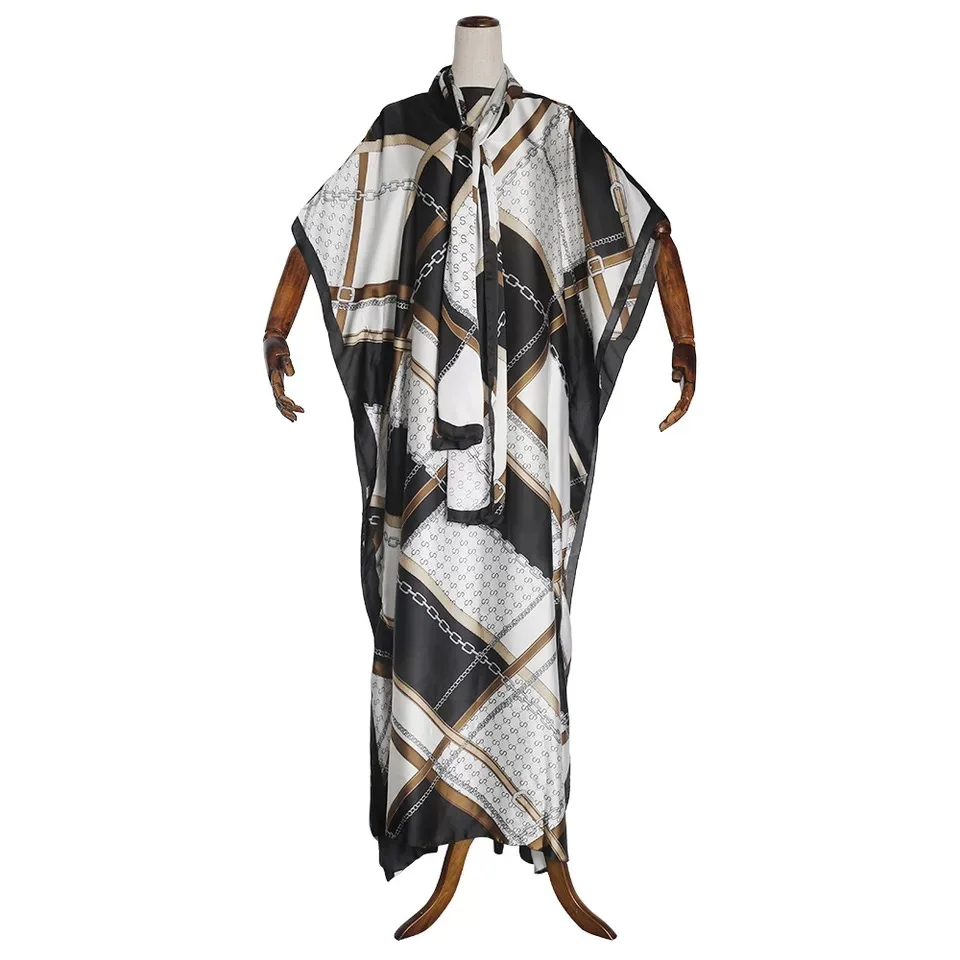 

Summer 2021 Muslim fashion casual kaftan long maxi dress women's skirts Africa islamic clothing caftan digital koftan modest, White and golden