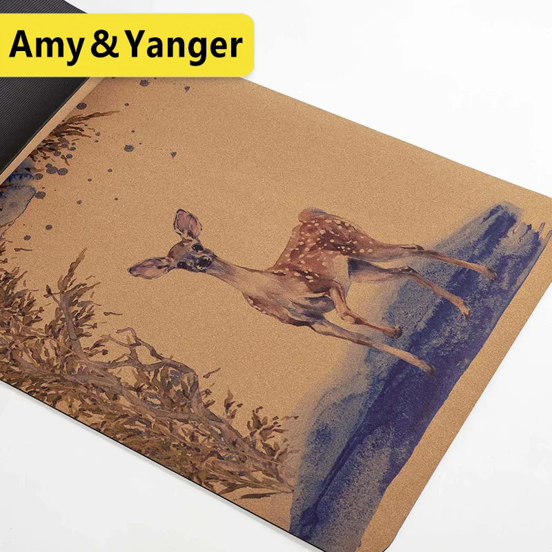 

New waterproof Cork TPE yoga mat anti slide with printing Sanskrit, White