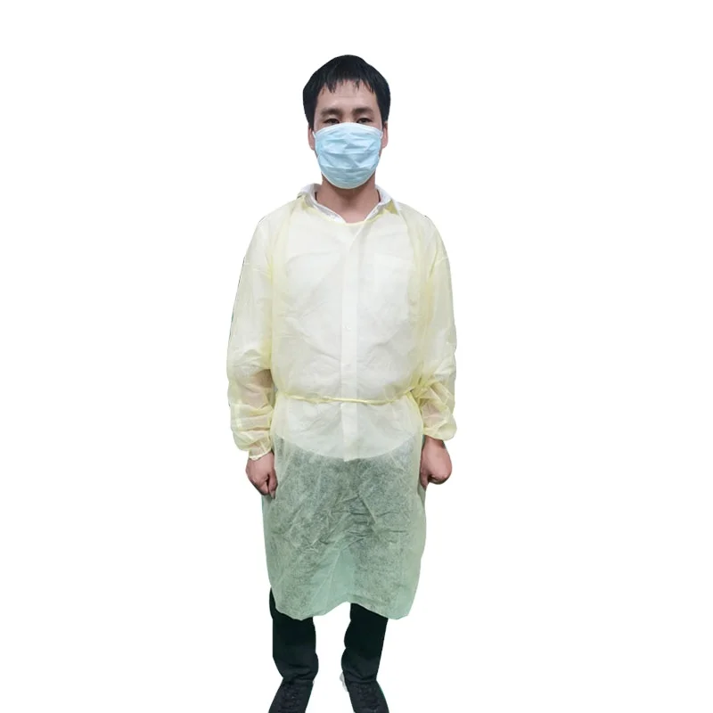 

Inventory en14126 45 gram aami level 1 non woven apron coverall pp pe breeding base antistatic coverall, Yellow , white , blue , green