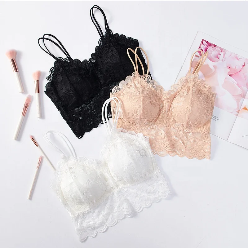 

Hot Selling Women Fashion Padded Tube Bra Strap Sexy Push Up Lace Bra, White,black,skin