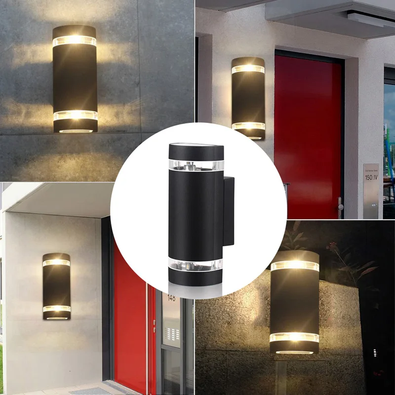 Applique murale d'extérieur moderne pour vérin à LED 8W, véranda, lumière du jour 4000K, noir