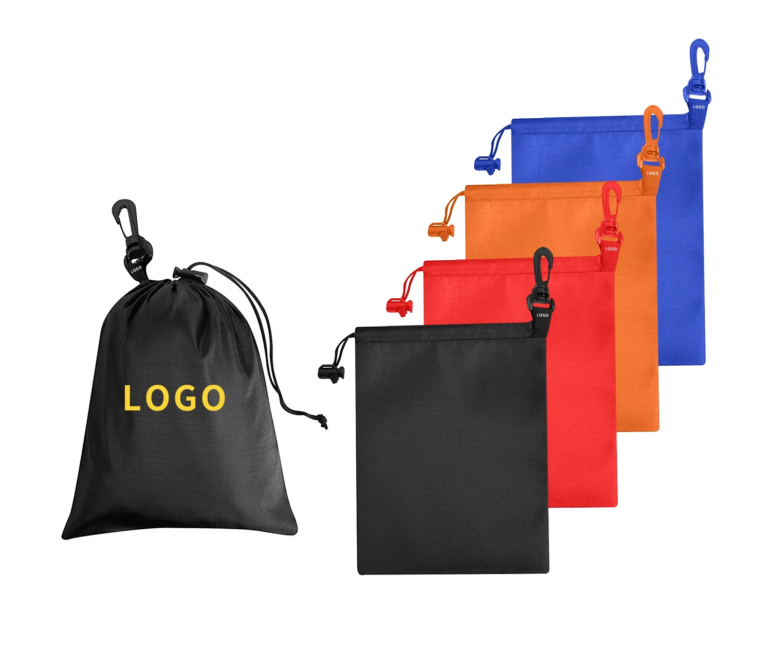 

8*11 7*9 9*12 and 10*15 inch Black Drawstring Cosmetic Bag Storage Drawstring Bag With Clip- Cinch and Ditty Pouch