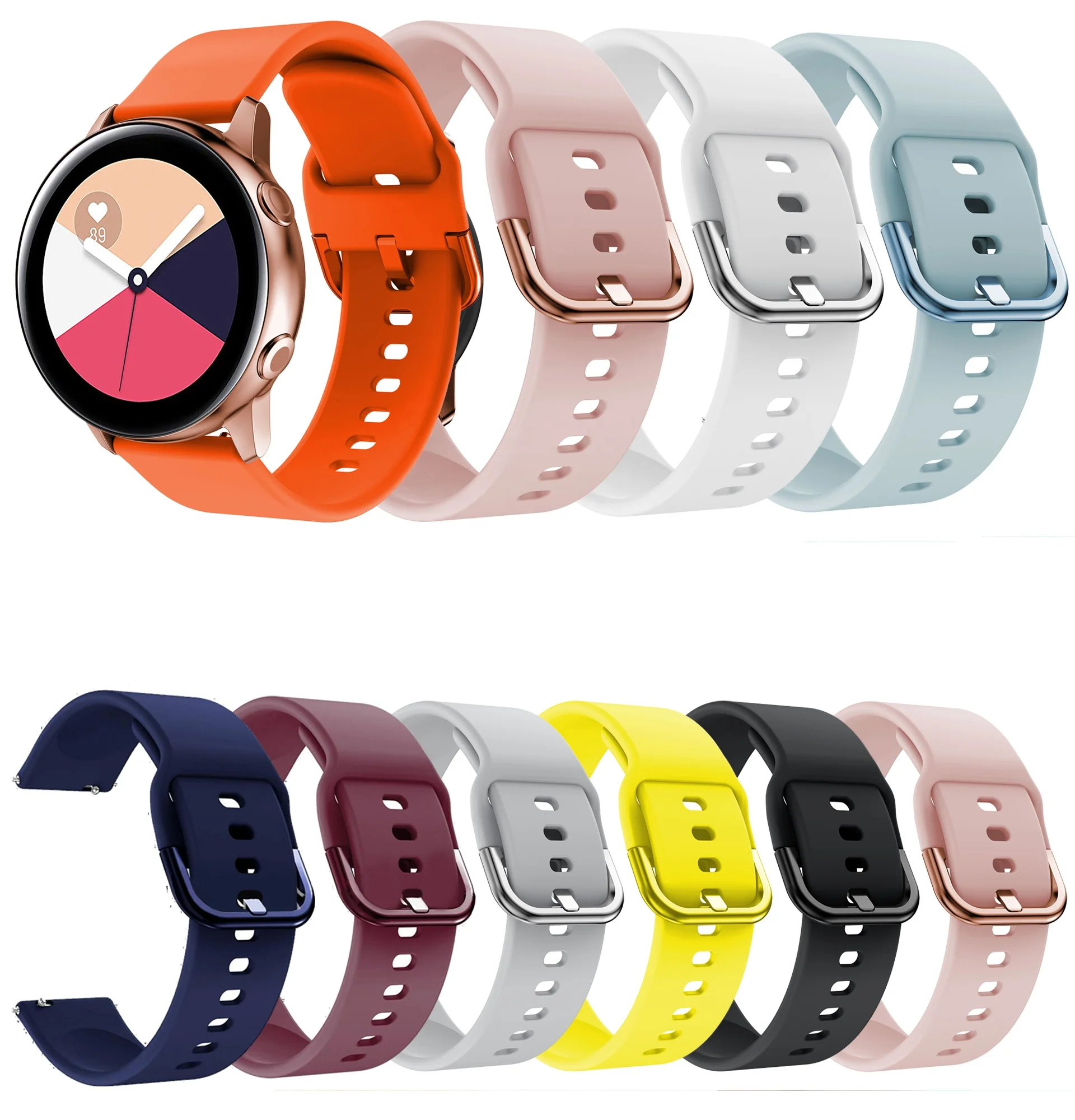 

22mm/20mm Strap for Samsung Galaxy watch active silicone smartwatch bracelet Galaxy watch active 2 band