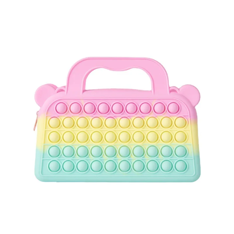 

Bubble Tote Bags Stress Relief Messenger Bag Shoulder Bags Women Rainbow Silicone Sensory Fidget Handbags, Customized color