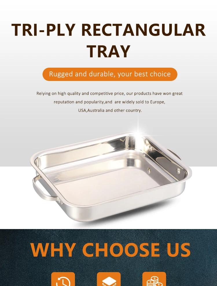 High Demand Product Stainless Steel Metal Tray Rectangle Food Serving ...