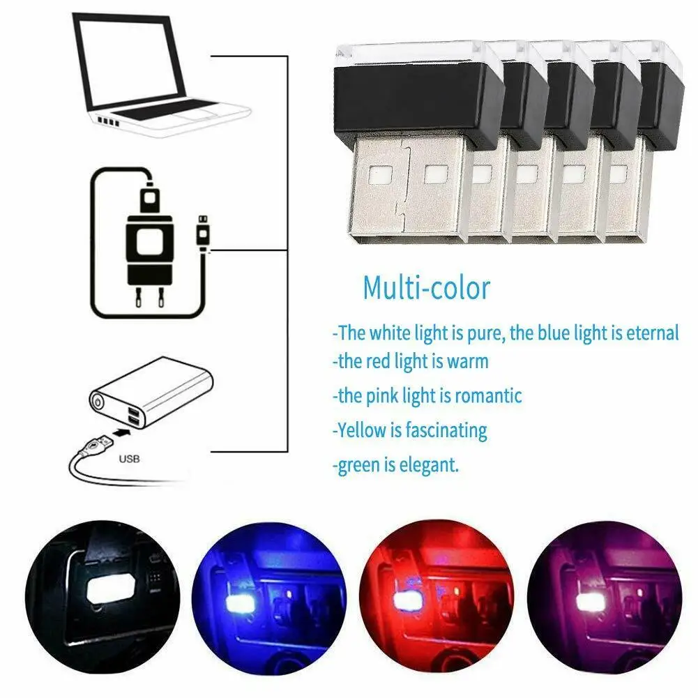 Universal Led Ambient Light Usb Car Atmosphere Light Mini Auto Interior