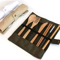 

Wholesale Custom Biodegradable Children Portable Cutlery Set Reusable Travel Bamboo Cutlery Set