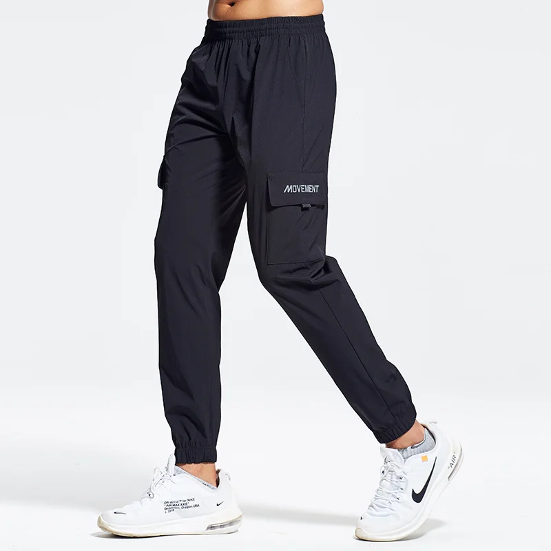 

Quick drying running fitness professional sports cargo pants men trousers with side pocket, Green