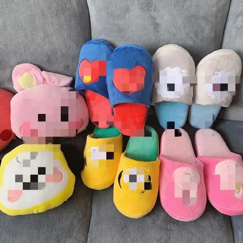 

Wholesale Kpop Bangtan Boys Cartoon Cute Winter Warm Cotton Slippers Plush Slippers