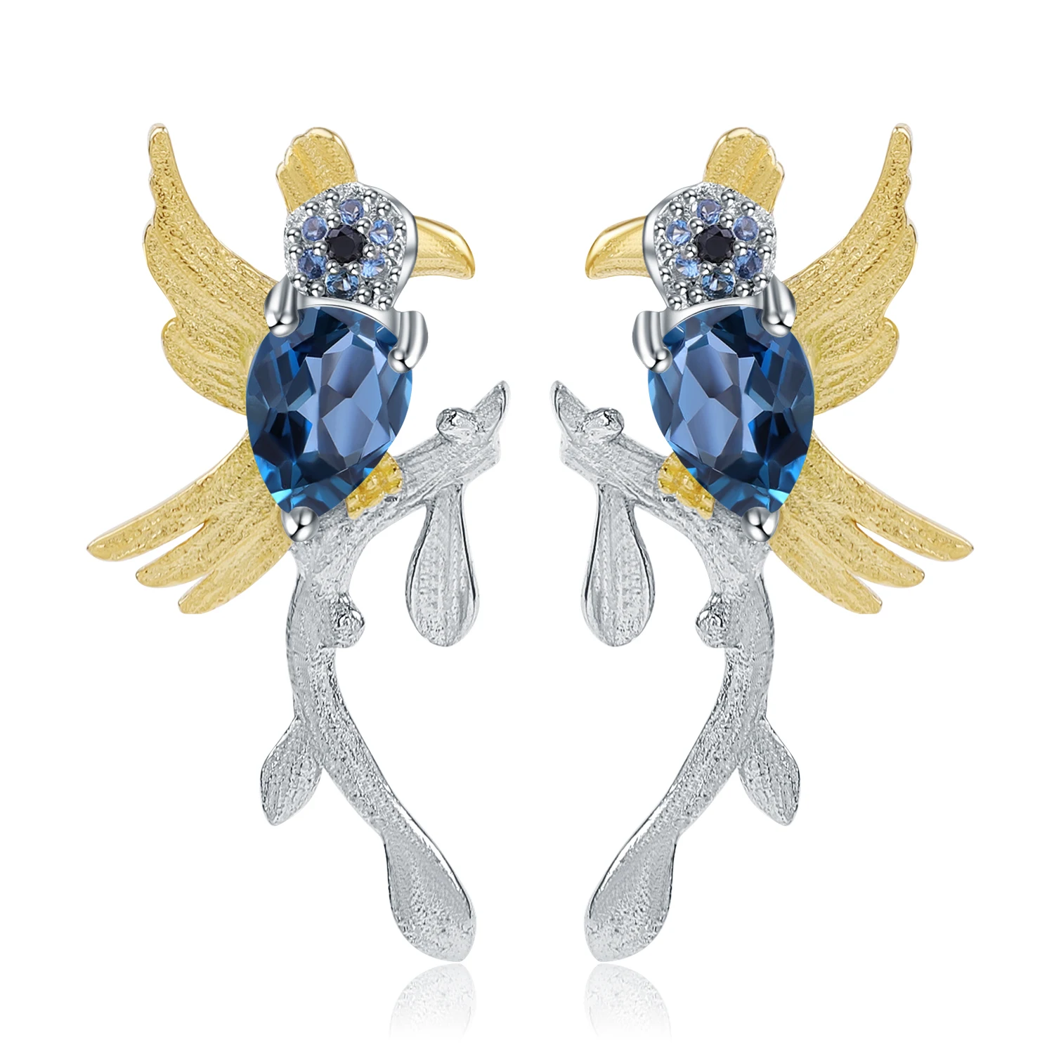 

Abiding 2021 New Design Natural London Blue Topaz Animal Earrings 925 Sterling Silver Cute Bird Earrings Jewelry Women