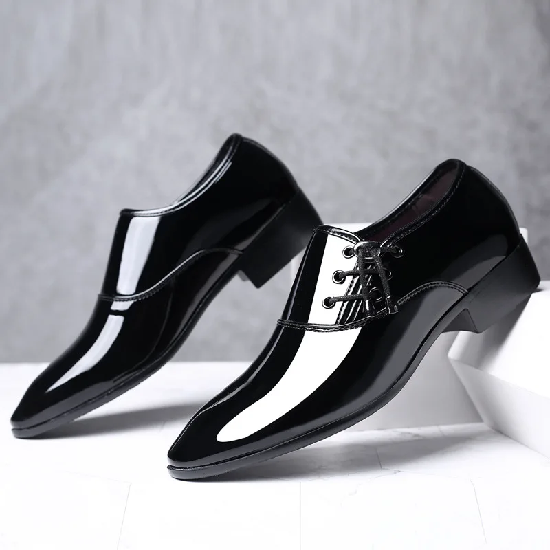 

2021 Black Genuine Leather Mens Military Officer Men Shoes dress shoes & oxford shoes mens toefl genuine
