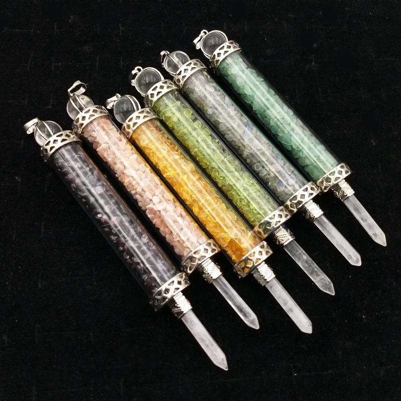 

Natural Wholesale Pendant Chips Gemstone Price Crystal Chakra Fengshui Quartz Clear Long Pendulum Reiki Point SupplierJewellery, Multi natural pendant