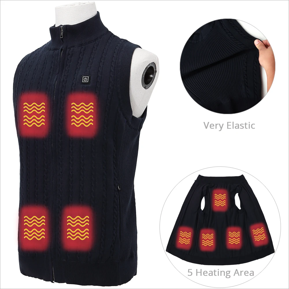 

5V 7.4V 12V USB Electric Rechargeable Far Infrared Battery Heating Fleece Padded Knit Sweater Heated Vest