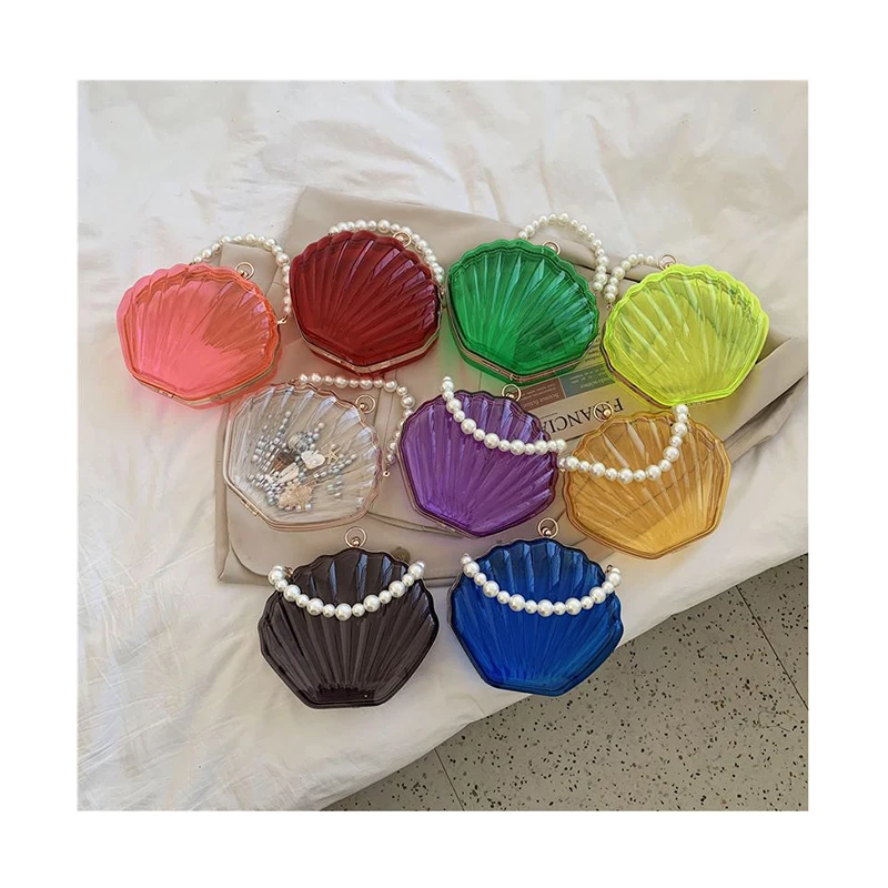 

Transparent Shell Bag Pearl Strap Shoulder Messenger Bag 2021 Acrylic Tote Fashion New High quality PVC Women's Designer Handbag