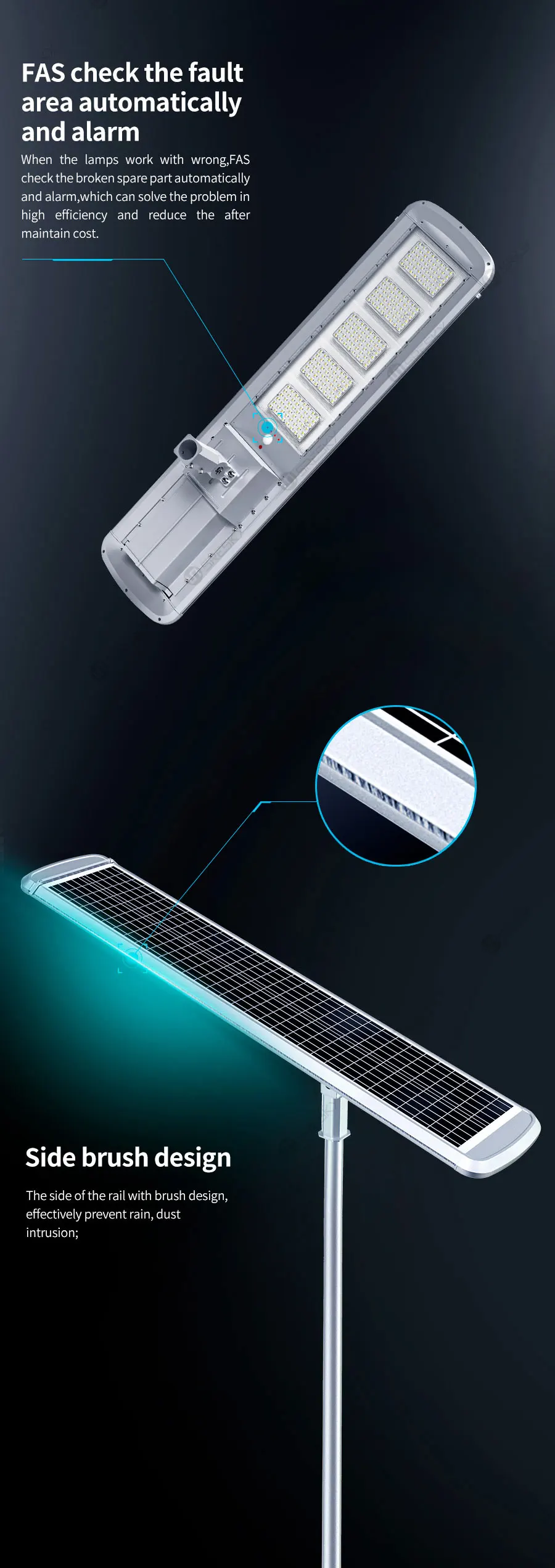 Integrated High Power 100W All In One Solar Street Light CRI70