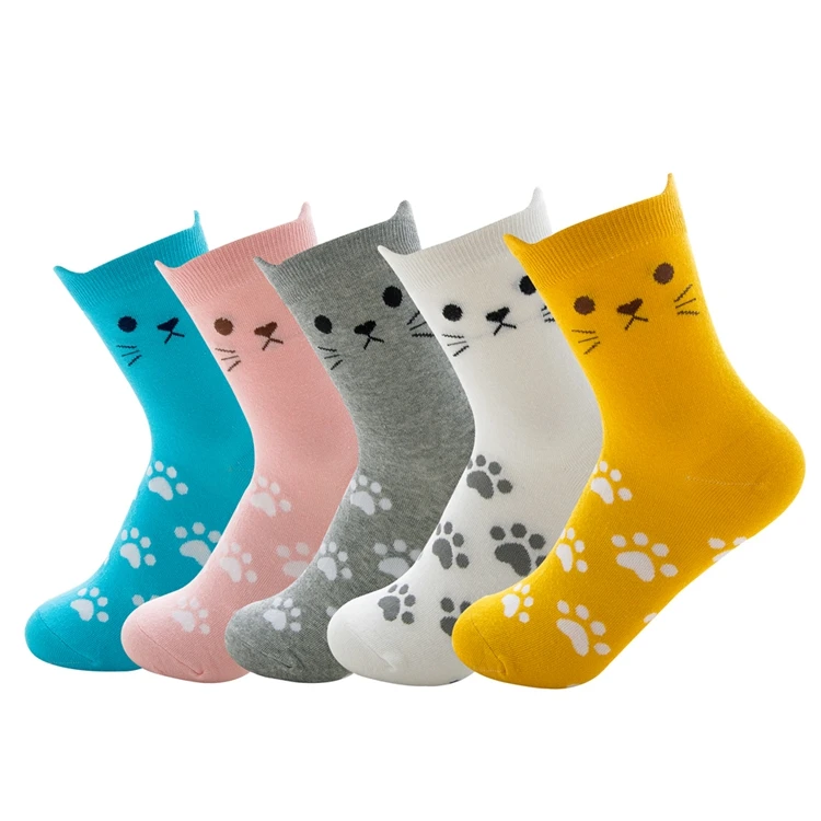 

Wholesale funny animal socks cute cat three-dimensional ears tube women cotton socks, Custom color